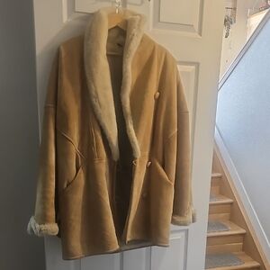 Express Tan Teddy Jacket with Cream Accents